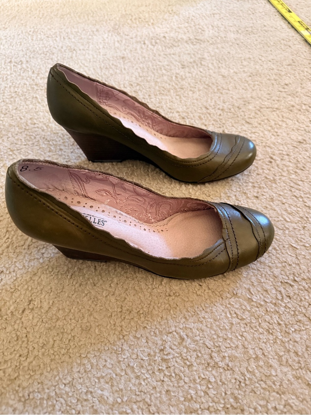 Seychelles Olive Green Wedge Pumps